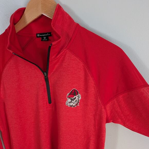 University Of Georgia Bulldogs 1/4 Zip Shirt M Red Uga Football Mascot Embroider - Picture 3 of 10